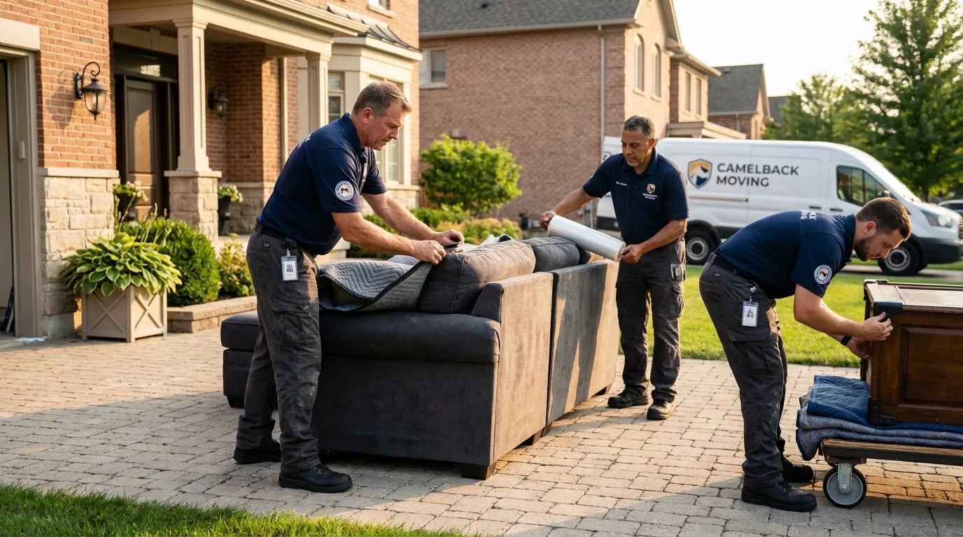 Large estate moving crew wrapping furniture in Tilton, NH