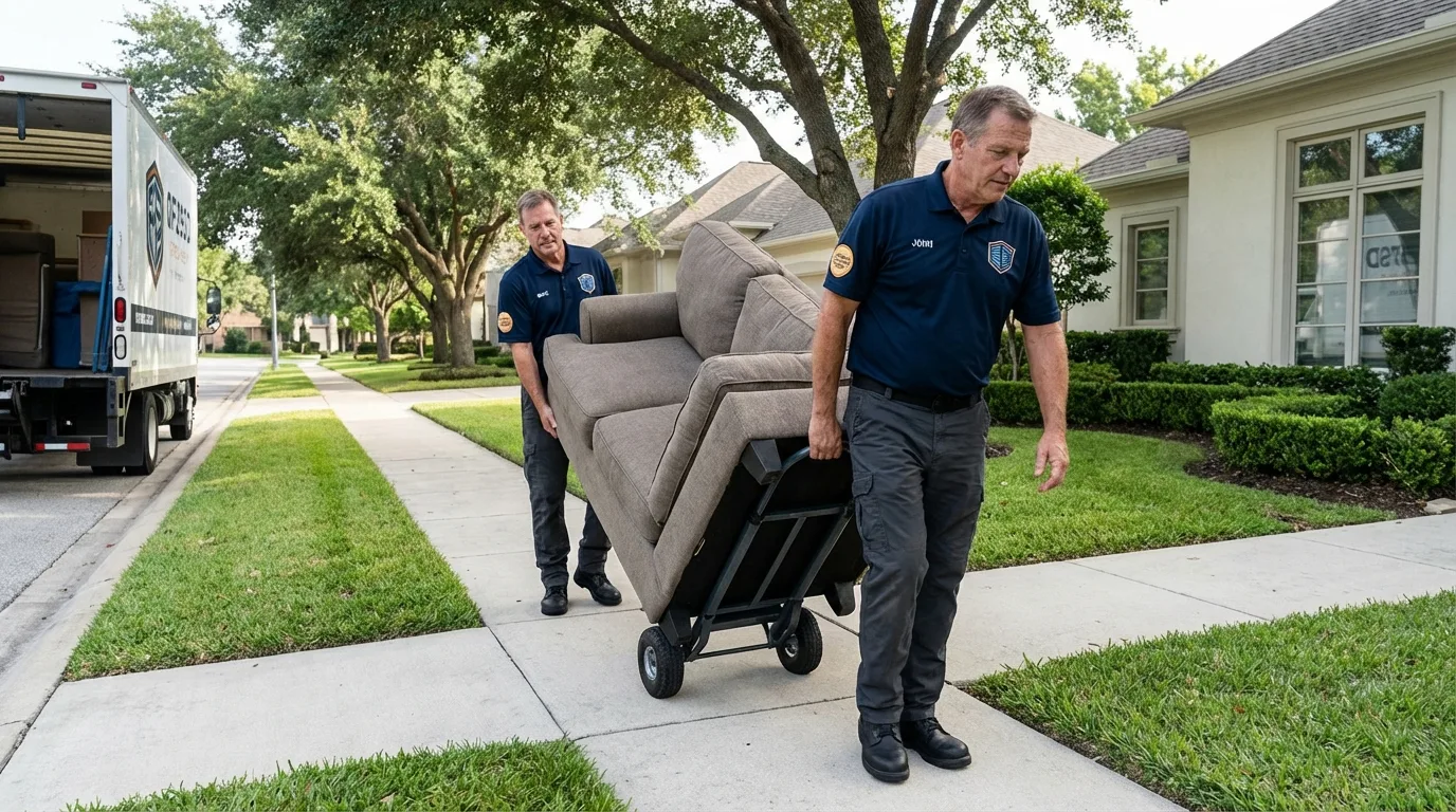 Local residential moving crew loading furniture in Tilton, NH